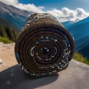 Vintage MCM Necktie Tie Brown,Blue,Silver Paisley-Swiss Dot texture Polyester